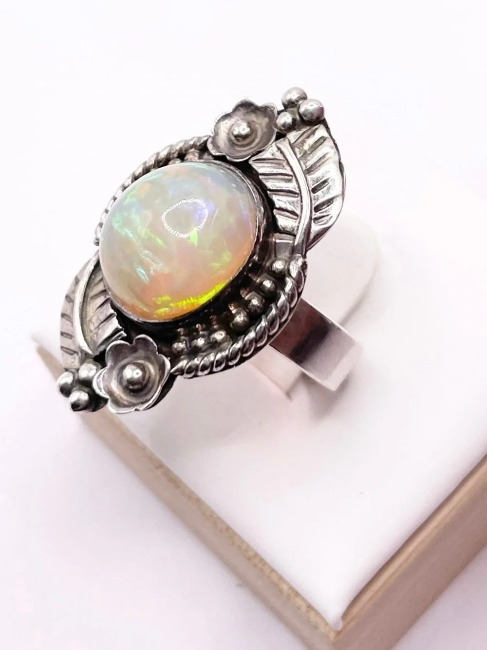 Size 6 Ethiopian Opal 925 Sterling Silver Ring
